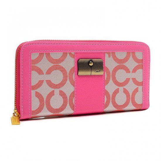 Coach Kristin Lock In Signature Large Pink Wallets ETH | Women